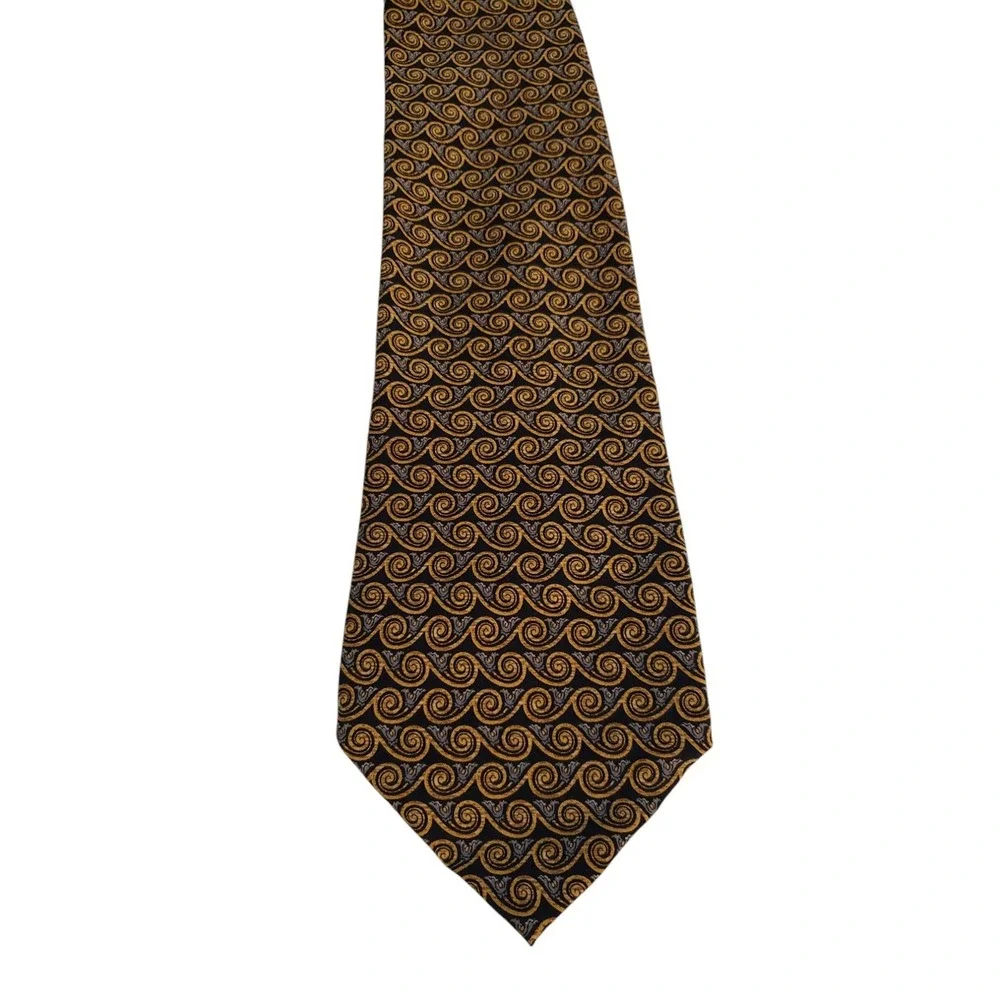 Valentino‎ Mens Tie Necktie Designer Luxury Brown Black Gray Geometric Suit Work